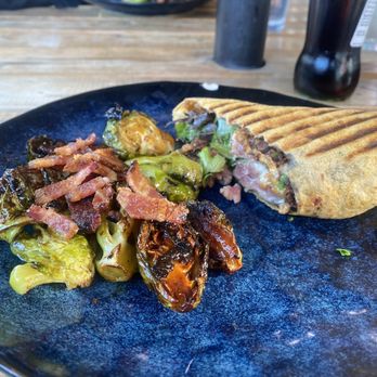 Fork & Fig - Steak wrap with a brussels sprout side - Burgers Near Me - Albuquerque, New Mexico