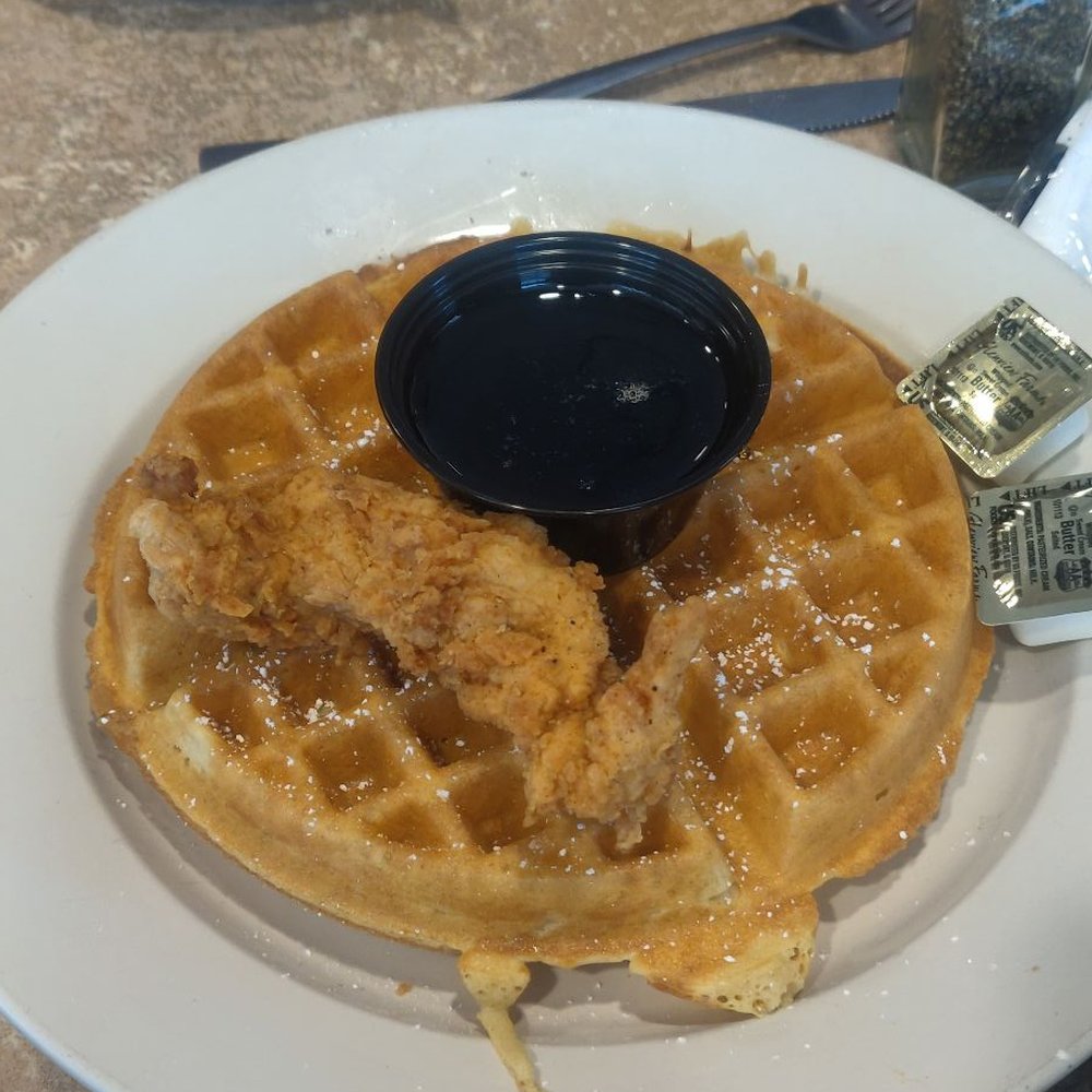 Belgian waffle and chicken