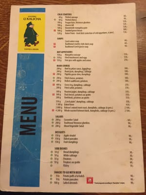 Menu photo 2 U Kalicha Prague, PR