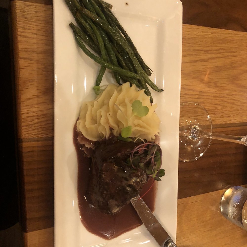 Timber Stone Grill - 6oz Beef tenderloin with garlic mashed potatoes and green beans. - New American Near Me - Hammondsport, New York Timber Stone Grill - 6oz Beef tenderloin with garlic mashed potatoes and green beans. - New American Near Me - Hammondsport, New York