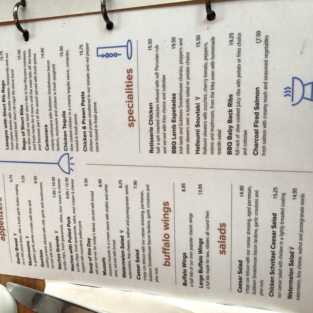 Menu page 1.