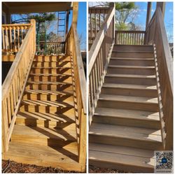 Stained these deck stairs