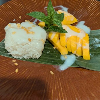 May Thai Kitchen - Mango Sticky Rice after we started devouring it lol - Thai Near Me - Crystal Lake, Illinois