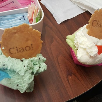 Gelato Dolceria - Left - Mint Chocolate Chip Right - coconut and green tea - Desserts Near Me - Haddonfield, New Jersey Gelato Dolceria - Left - Mint Chocolate Chip Right - coconut and green tea - Desserts Near Me - Haddonfield, New Jersey