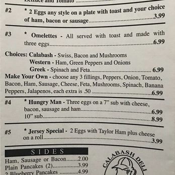 Calabash Deli - Menu June 2018 - Delis Near Me - Calabash, North Carolina