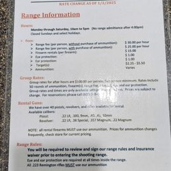 Range Master - Price sheet and rules for the handgun range here at Range Master.