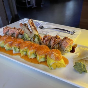 Kashi Japanese - Syosset - Angry Dragon Roll and Salmon Atami Roll - Japanese Near Me - Syosset, New York