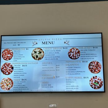 Sylvia Pizza - The menu board - Pizza Near Me - San Marcos, Texas Sylvia Pizza - The menu board - Pizza Near Me - San Marcos, Texas