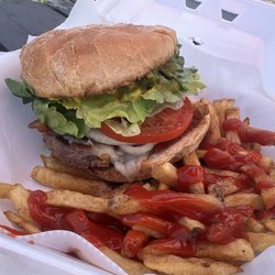 The Toasted Bun - Bacon cheddar burger.  They usually serve it naked, but I asked for lettuce, tomato, onions and sweet relish to dress it up.