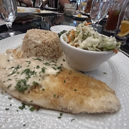 Bronzino with Hewlitt Slaw & Tin Fish seasoned rice