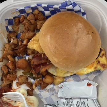 Islander Bar and Grill - Breakfast Egg Sandwich with Fried Potatoes. - Bars Near Me - Miami, Florida Islander Bar and Grill - Breakfast Egg Sandwich with Fried Potatoes. - Bars Near Me - Miami, Florida