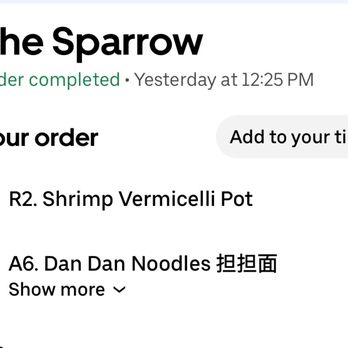 The Sparrow - My order - Chinese Near Me - Atlanta, Georgia