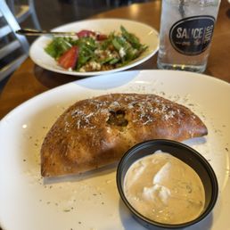December Birria calzone and strawberry salad