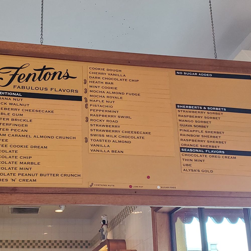 Ice cream menu Ice cream menu