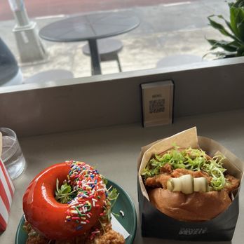Double Chicken Please - Mochi donut sandwich, Salted Duck Egg Sandwich - Cocktail Bars Near Me - New York, New York