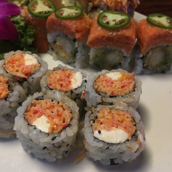 Ichiban - snow crab roll n front Spicy crab & cream cheese. King roll in back shrimp temp avo cucumber w/ spicy tuna & jalapeño on top! - Sushi Bars Near Me - Columbus, Ohio