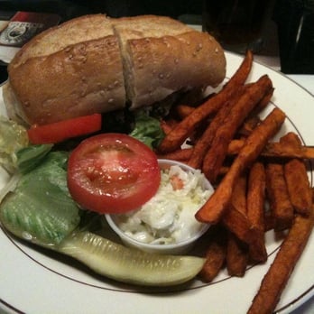 Fillmore's Tavern - Black & Blue Burger w. Sweet Potato Fries - Pubs Near Me - Flushing, New York