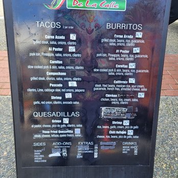 Tacos De La Calle - Menu - Food Trucks Near Me - San Ramon, California