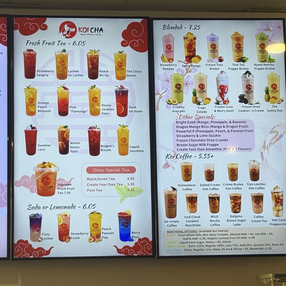Koi Cha - menú - Coffee & Tea Near Me - Houston, Texas Koi Cha - menú - Coffee & Tea Near Me - Houston, Texas