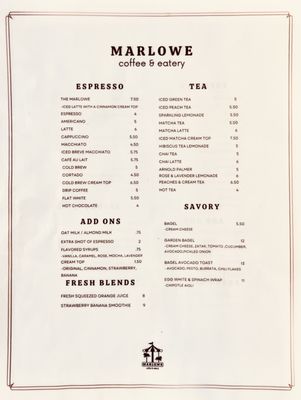 Menu photo 1 Marlowe Coffee & Eatery Los Angeles, CA Menu photo 1 Marlowe Coffee & Eatery Los Angeles, CA