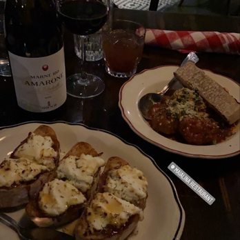 Maialina - Fig, goat cheese and hot honey crostini & meatballs..yummy!! - Italian Near Me - Indianapolis, Indiana