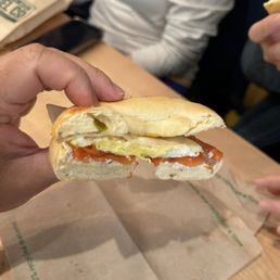 Lox sandwich on jalapeno cheddar with garlic/herb cream cheese Lox sandwich on jalapeno cheddar with garlic/herb cream cheese