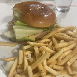 Chicken burger with fries Chicken burger with fries
