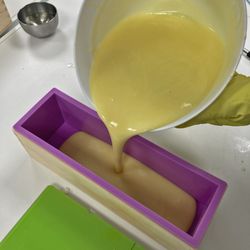 Let's Make It! - Cold process soap making - pouring the mixture into the mould