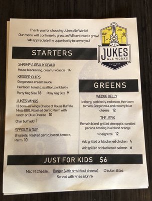 Menu photo 8 Jukes Ale Works Elkhorn, NE