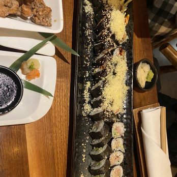 Tataki - Albacore and avocado maki, crunchy california roll, and crunchy spicy tuna maki - Sushi Bars Near Me - San Francisco, California Tataki - Albacore and avocado maki, crunchy california roll, and crunchy spicy tuna maki - Sushi Bars Near Me - San Francisco, California
