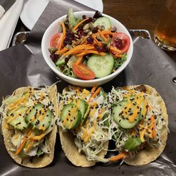 Brewsters Brewing Company & Restaurant - Korean BBQ Beef Tacos and an amazing side salad.