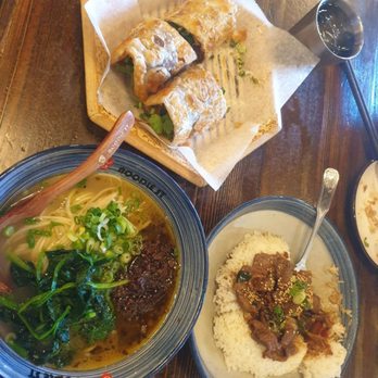 Noodle St - Beef roll, Dan Dan noodles soup version and bulgogi and rice - Noodles Near Me - Monrovia, California Noodle St - Beef roll, Dan Dan noodles soup version and bulgogi and rice - Noodles Near Me - Monrovia, California