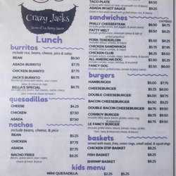 Crazy Jack’s - Lunch Menu