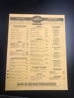 Menu photo 1 Wings Over - Madison Madison, WI