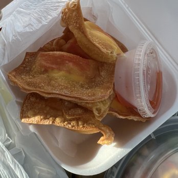 Thai Tyme - Crab Rangoon appetizer. Love that it's homemade but wasn't my favorite. Needs more cream cheese, scallion + seasoning. - Thai Near Me - Manassas, Virginia