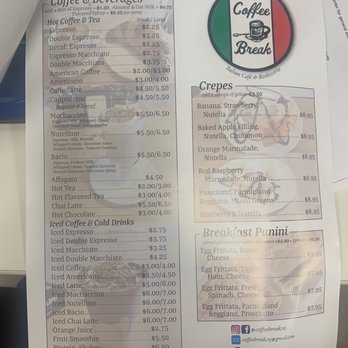 Coffee Break - Menú side 2 - Cafes Near Me - Hackensack, New Jersey