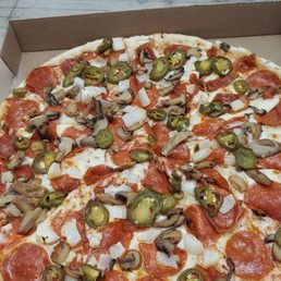 Jalapeño and pepperoni. Jalapeño and pepperoni.