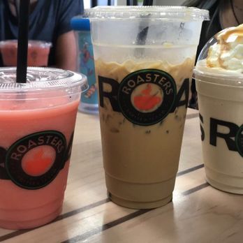 Roasters Coffee & Tea Company - Strawberry banana smoothie, iced white chocolate mocha a/ coconut milk, and a caramel frap. - Coffee & Tea Near Me - Amarillo, Texas Roasters Coffee & Tea Company - Strawberry banana smoothie, iced white chocolate mocha a/ coconut milk, and a caramel frap. - Coffee & Tea Near Me - Amarillo, Texas