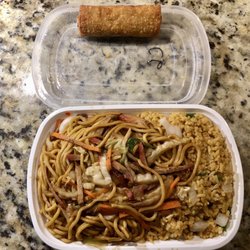 China Wok 2 - C6. Pork Lo Mein Combination, includes pork fried rice and egg roll...take out.