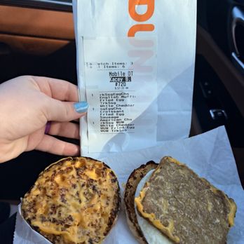 Dunkin' - Burnt muffin and wrong cheese - Donuts Near Me - Pensacola, Florida