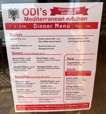Menu photo 1 Odi's Mediterranean Kitchen St. Pete Beach, FL Menu photo 1 Odi's Mediterranean Kitchen St. Pete Beach, FL