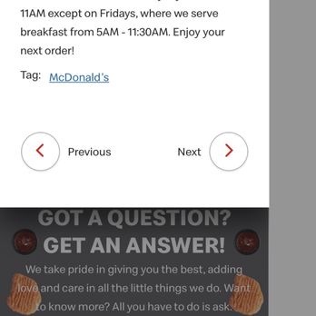 McDonald's - It says here on their website they serve until 11:30 on fridays so why are we only able to order lunch at 10:30 am - Fast Food Near Me - Stillwater, Oklahoma McDonald's - It says here on their website they serve until 11:30 on fridays so why are we only able to order lunch at 10:30 am - Fast Food Near Me - Stillwater, Oklahoma