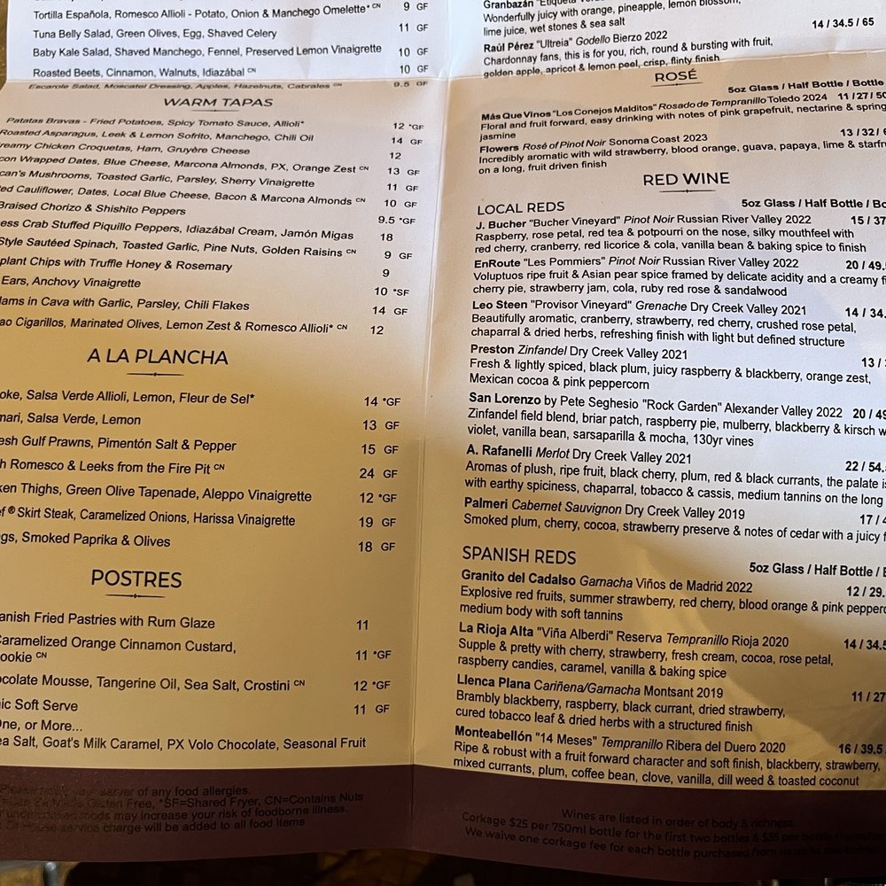 Bravas Bar de Tapas - Menu - Spanish Near Me - Healdsburg, California