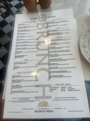 Menu photo 8 Sunday Sunday Savannah, GA
