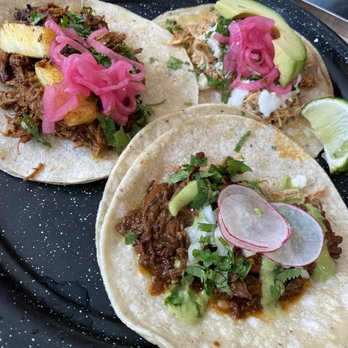 Hugo's Mexican Kitchen - Mix and match 3: Chicken tinga, Beef Barbacoa and Al Pastor tacos - Mexican Near Me - Chilliwack, British Columbia Hugo's Mexican Kitchen - Mix and match 3: Chicken tinga, Beef Barbacoa and Al Pastor tacos - Mexican Near Me - Chilliwack, British Columbia