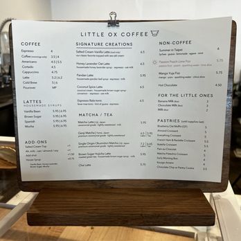 Little Ox Coffee - Current menu 9/1/24 - Coffee & Tea Near Me - Fullerton, California