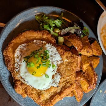 Retro Polish Restaurant - Pork schnitzel with roasted potatoes - Polish Near Me - Brooklyn, New York