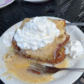 Aloha Stacks - The Banana Foster French Toast. This is sooooo good! - Pancakes Near Me - Cerritos, California