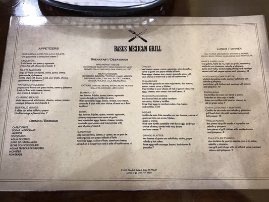 Menu photo 5 Basa's Mexican Grill Katy, TX