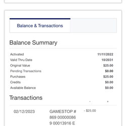 GameStop - Due to it being pulled as credit that why it shows pull of 02/12/2023